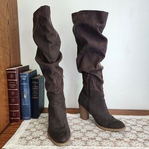 Dolcetta Ally Slouchy Knee-High Heeled Boot Grey